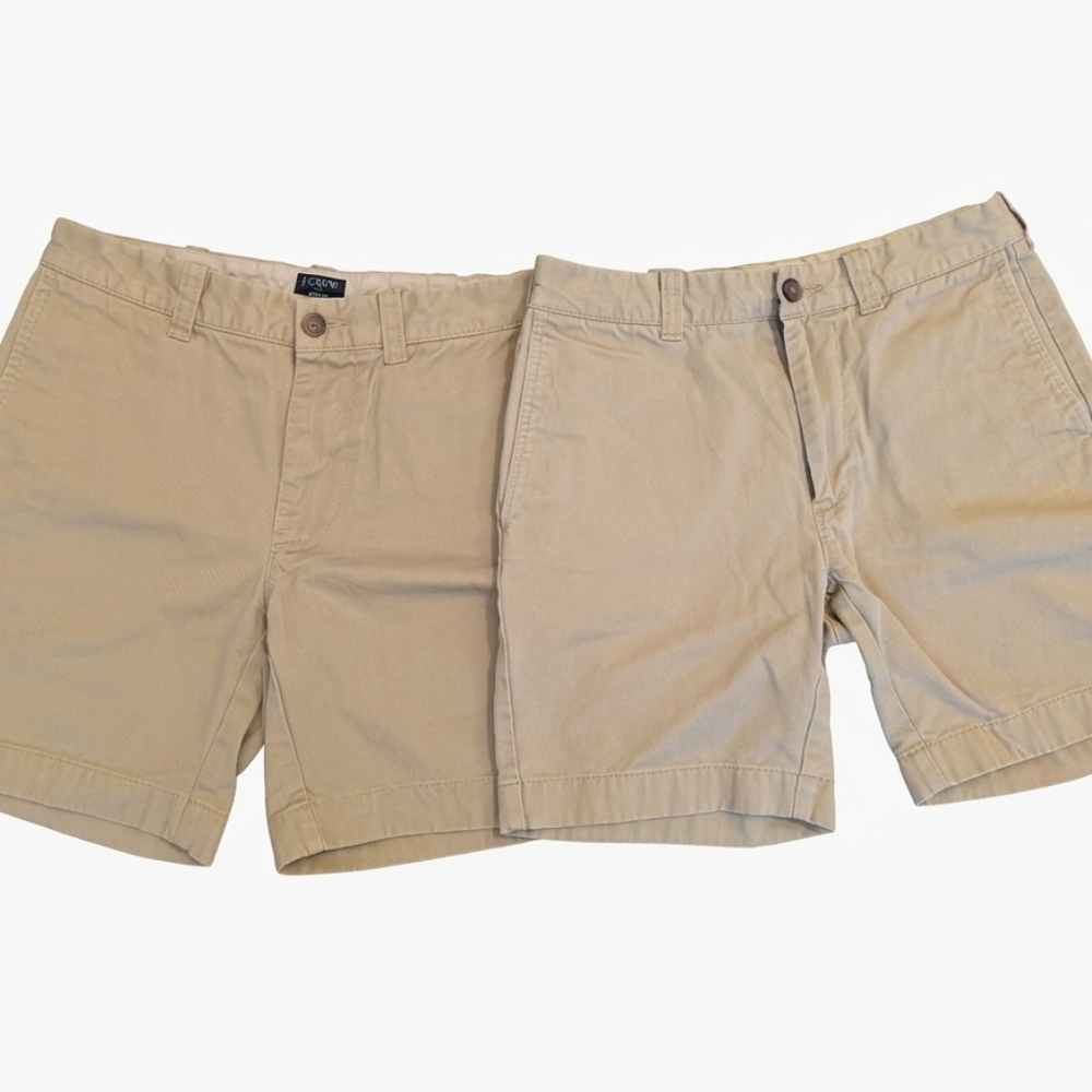 Lot of 2 J.Crew READE Men's Khaki Chino Shorts Size 28 Beige Cotton School